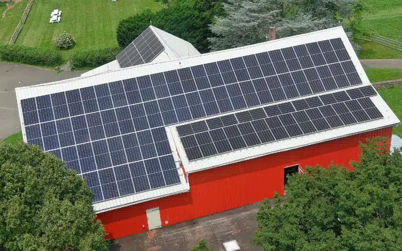 Roof-mounted commercial solar installation in New Hope, Pennsylvania by Exact Solar