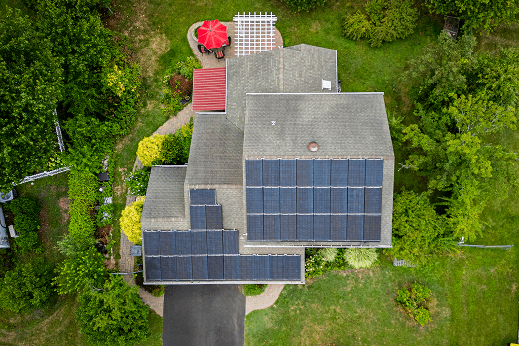 a house with solar panels on the roof