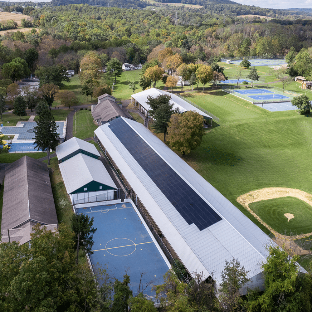 Solar panels installed by Exact Solar on the roof of Camp Nockamixon