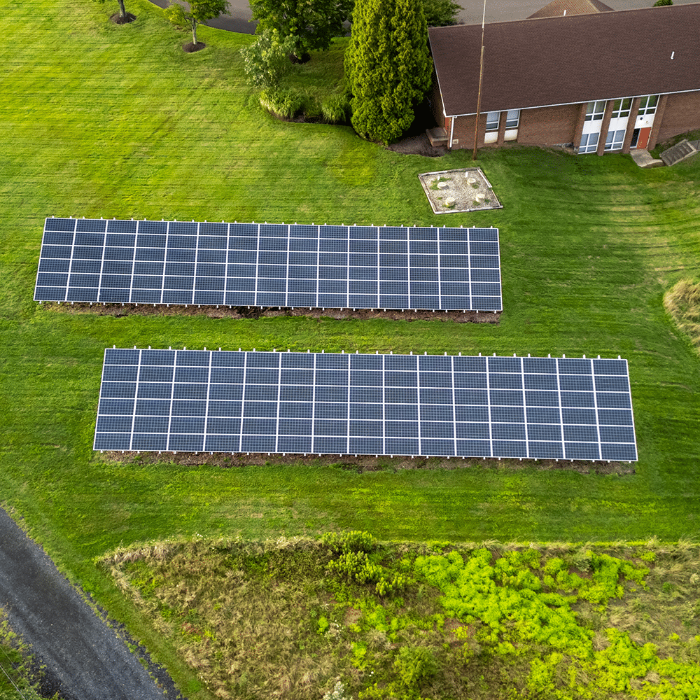 Ground mounted solar panels at West Rockhill Township installed by Exact Solar