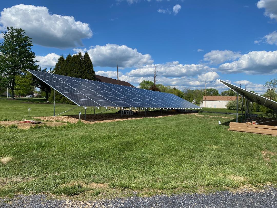 A ground-mounted system with bifacial pane