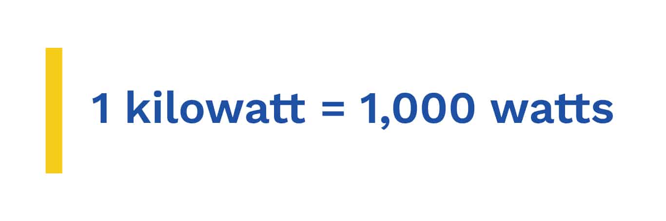 1 kilowatt is equivalent to 1,000 watts