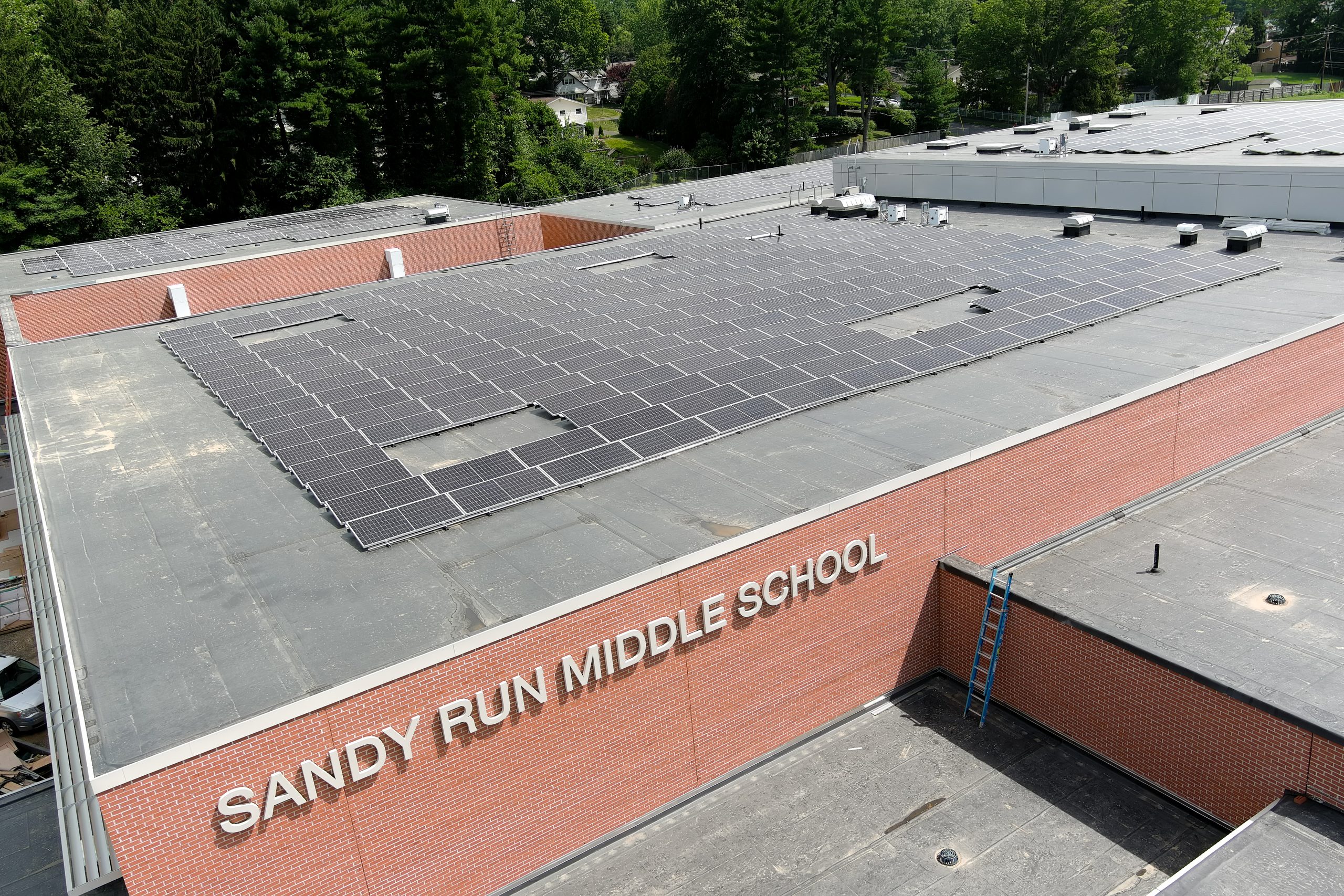 A commercial solar energy system installed by Exact Solar at Sandy Run Middle School.